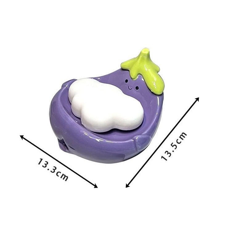 Draining Ceramic Storage Eggplant Soap Dish