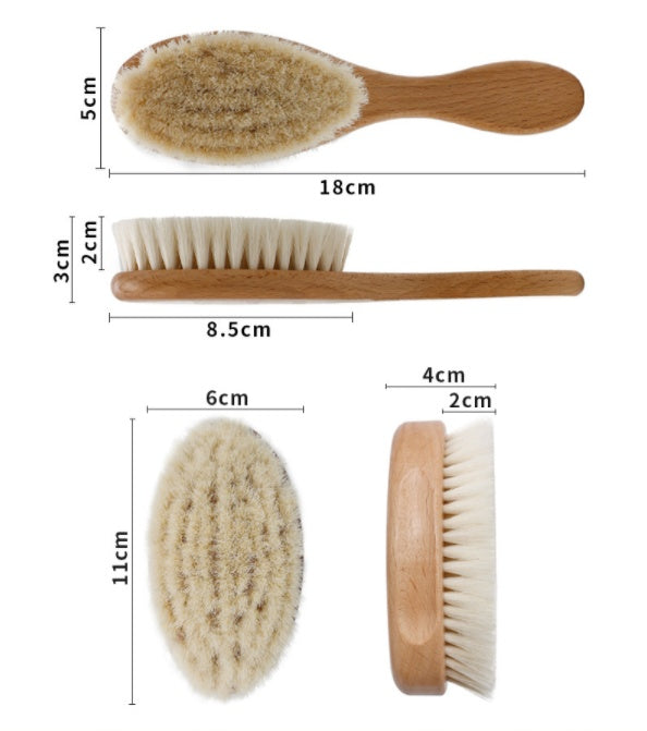 Baby shampoo brush solid wood wool brush