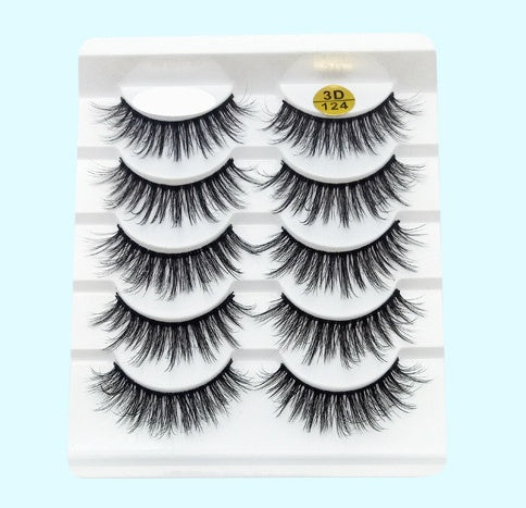 Mink False Eyelashes 3D False Eyelashes Five Pairs Of Soft Cotton Stalk Eyelashes