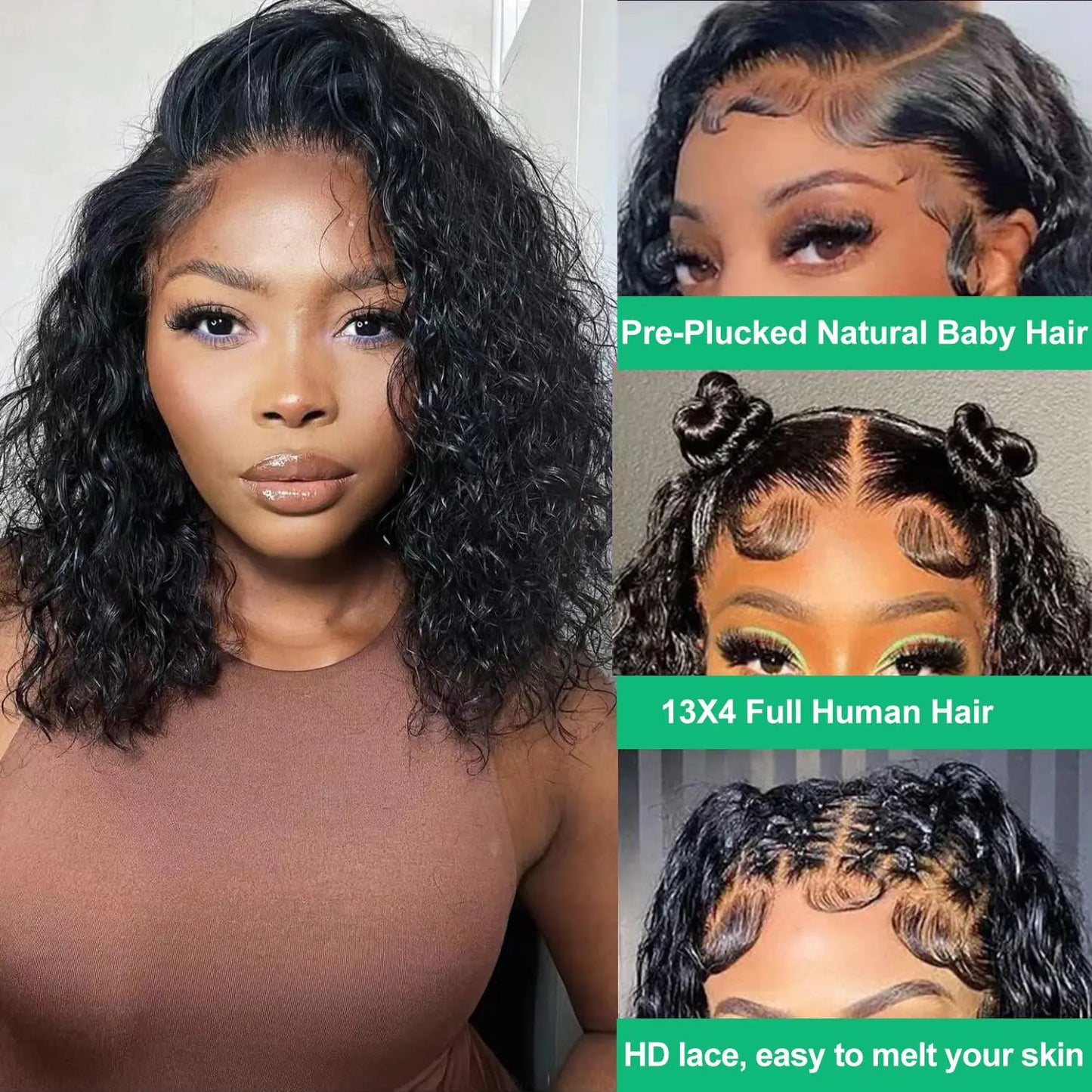 Glueless Wigs Ready to Wear Human Hair Wigs 100% Human Hair Lace Frontal Wig 13x4 Hd Lace Water Wave For Black Woman