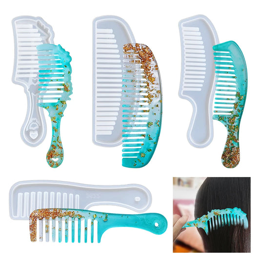 DM730 Wholesale Silicone Comb Resin Mold Salon Hair Styling Tool Epoxy Accessories Joutils Fabrication Bijoux