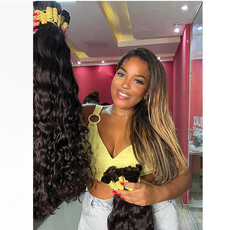 Body Wave Curly Human Hair Bulk Extension 100% Unprocessed Natural Fusion Virgin Human Hair Bundles No Weft For Braiding 30 Inch