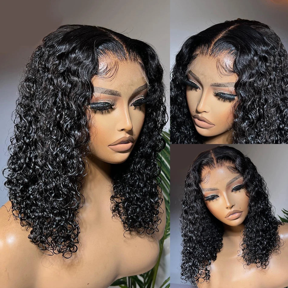 Deep Wave 250% Short Bob 13x4 Lace Front Human Hair Wig Loose Curly Wave 13x6 Transparent Lace Frontal 5x5 Closure Wig For Women