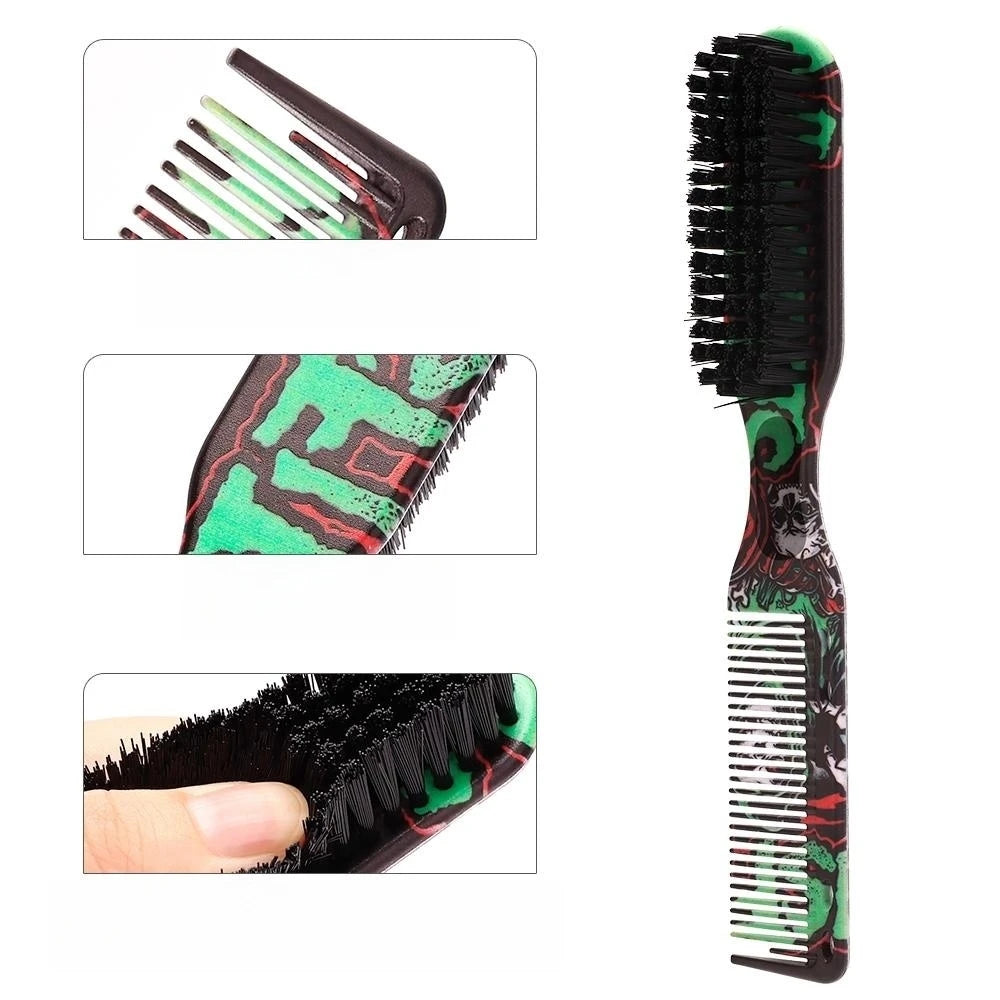 Double-sided Comb Oil Head Comb Brush Hair Beard Shape Dual Use Combs Professional Barber Broken Hair Cleaning Brush Accessories