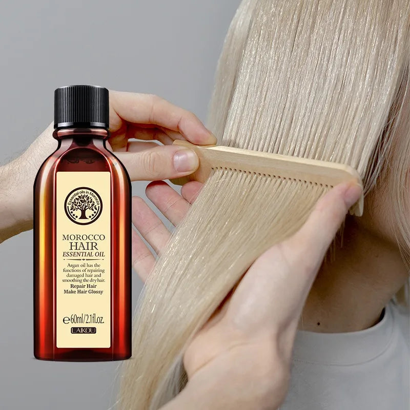 Morocco Hair Essential Oil Pure Argan Essence Nourish Scalp Repair Dry Damaged Hair for Split Ends 60ml Aceite Para El Cabello