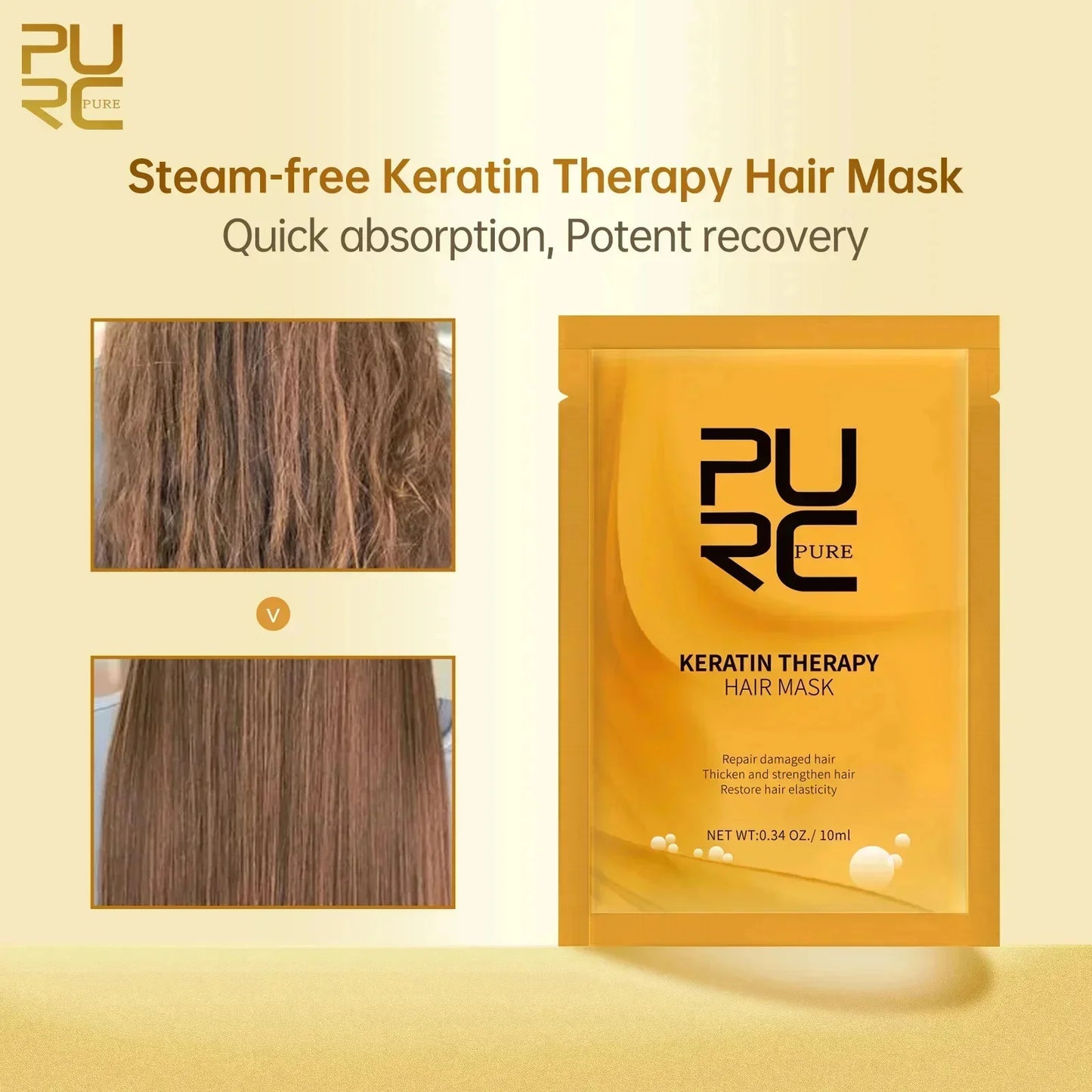 PURC Keratin Hair Mask Smoothing Straightenig Soft Repair Drying Damaged Frizz Hair Professional Women Nourish Hair Care Product