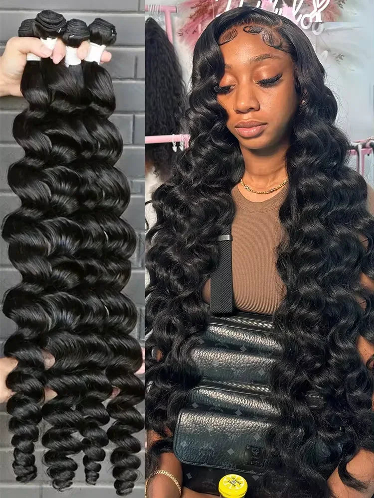 Wholesale 8-40 Inches Loose Deep Wave Bundles 100% Human Hair Bundles 30 40 Peruvian Remy Hair Deep Curly 1/3/4 Bundles Deals