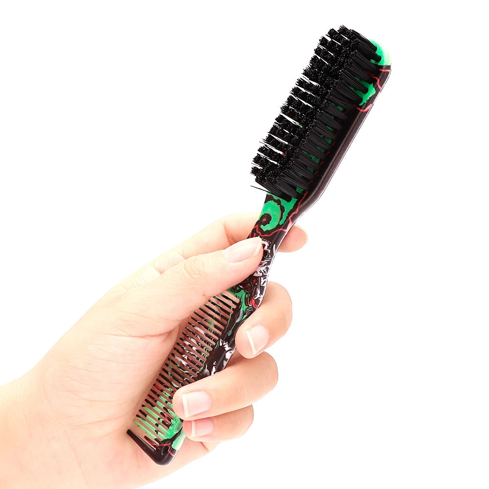 Double-sided Comb Oil Head Comb Brush Hair Beard Shape Dual Use Combs Professional Barber Broken Hair Cleaning Brush Accessories