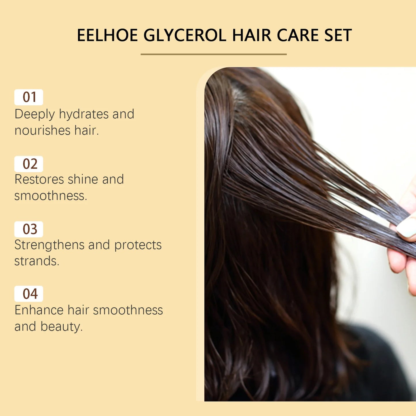 EELHOE Glycerol Hair Care Kit Hyaluronic Acid Essence Oil for Rapid Hair Growth Products Strengthen Smooth Magic Hair Care Mask