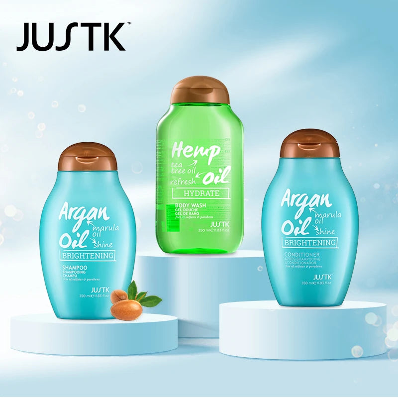 3 Pack Justk Shampoo and Conditioner and Body Wash Set, Argan Oil Shampoo & Conditioner Set, Tea Tree Body Wash, Hair Care Set