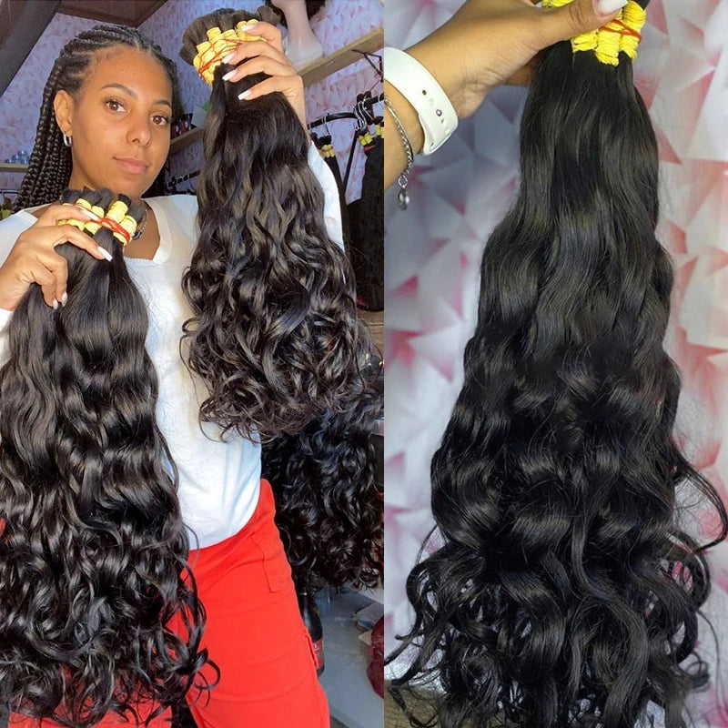 Body Wave Curly Human Hair Bulk Extension 100% Unprocessed Natural Fusion Virgin Human Hair Bundles No Weft For Braiding 30 Inch