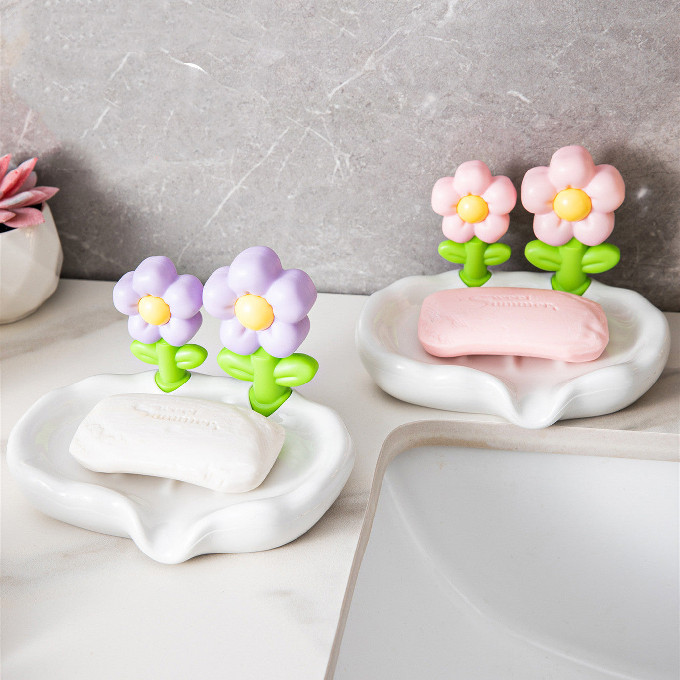 Draining Flowers Soap Dish Home Creative