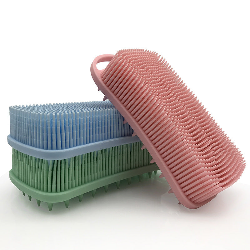 Hook Type Silicone Shampoo And Bath Brush Baby Massage Tactile Brush Silicone Bath And Shower Brush